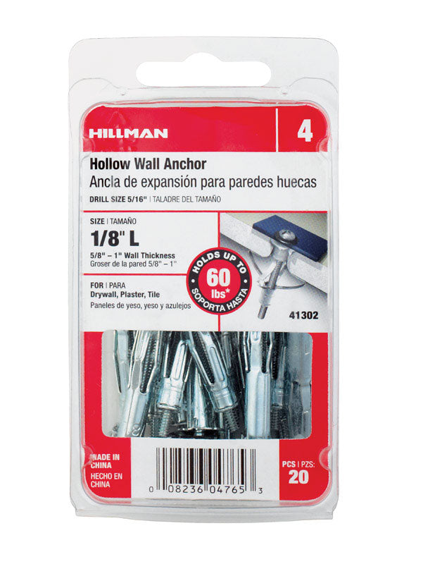 Hillman 1/8 in. D X 1/8 Long in. L Metal Pan Head Hollow Wall Anchors 20 pk