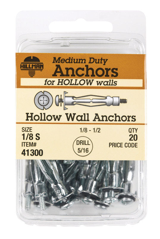 Hillman 1/8 in. D X 1/8 Short in. L Metal Pan Head Hollow Wall Anchors 20 pk
