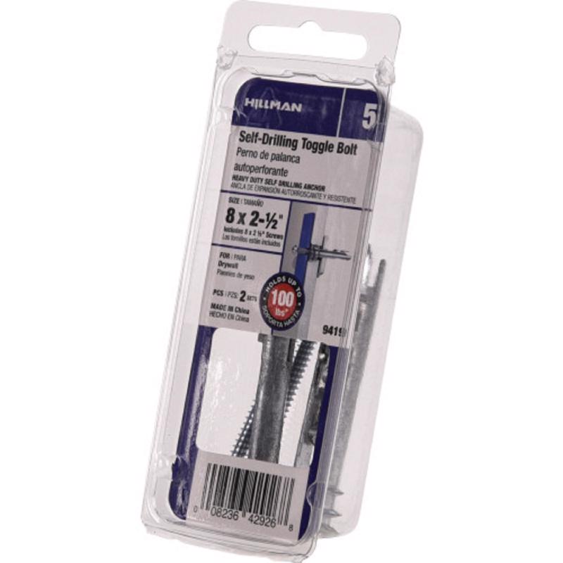 Hillman 2-1/2 in. L Steel Pan Head Self Drilling Toggle Bolt 2 pk