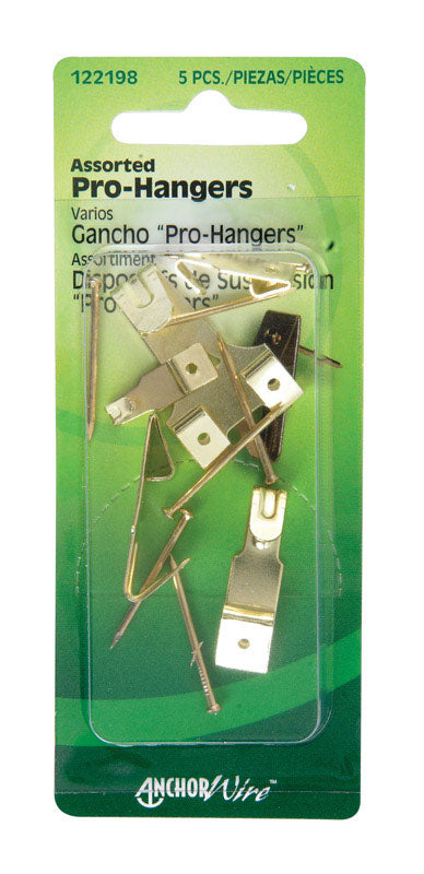 Hillman AnchorWire Brass-Plated Gold Assorted Picture Hanger 40 lb 5 pk