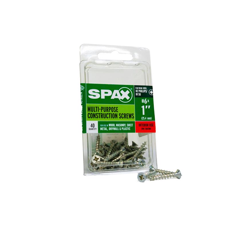 SPAX Multi-Material No. 6 Label X 1 in. L Unidrive Flat Head Construction Screws 40 pk