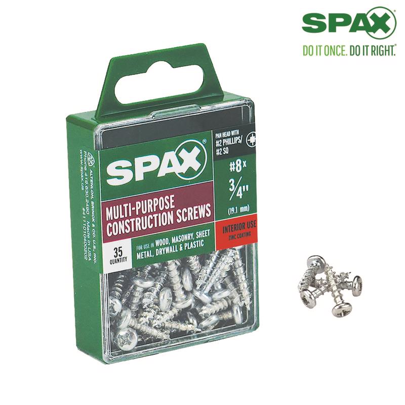 SPAX No. 8 X 3/4 in. L Phillips/Square Zinc-Plated Multi-Material Screw 35 pk