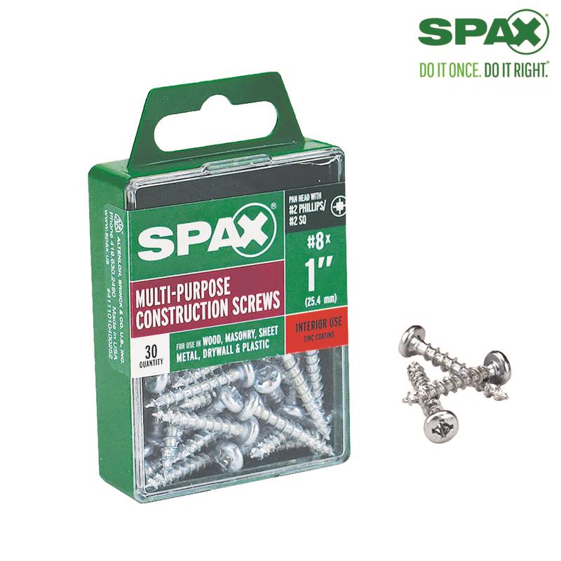SPAX No. 8 X 1 in. L Phillips/Square Zinc-Plated Multi-Material Screw 30 pk