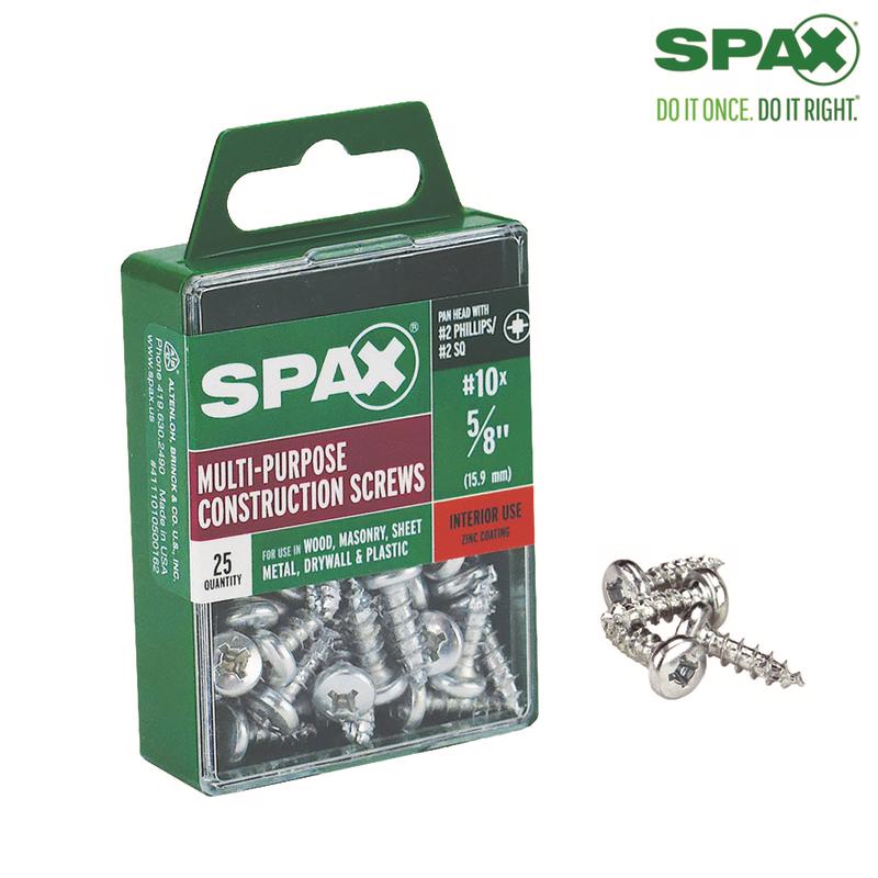 SPAX No. 10 X 5/8 in. L Phillips/Square Zinc-Plated Multi-Material Screw 25 pk
