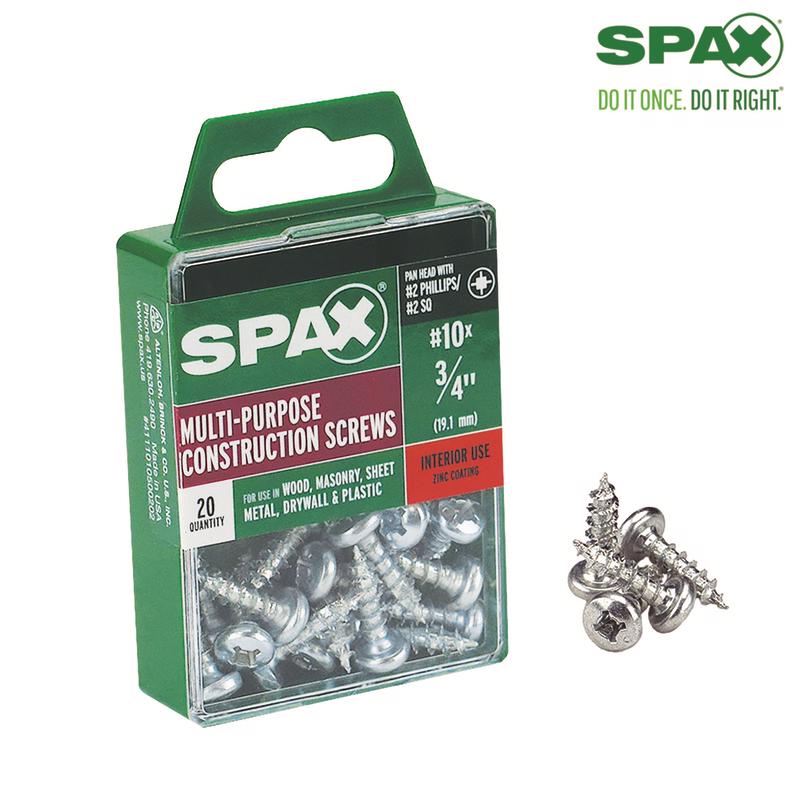 SPAX No. 10 X 3/4 in. L Phillips/Square Zinc-Plated Multi-Material Screw 20 pk