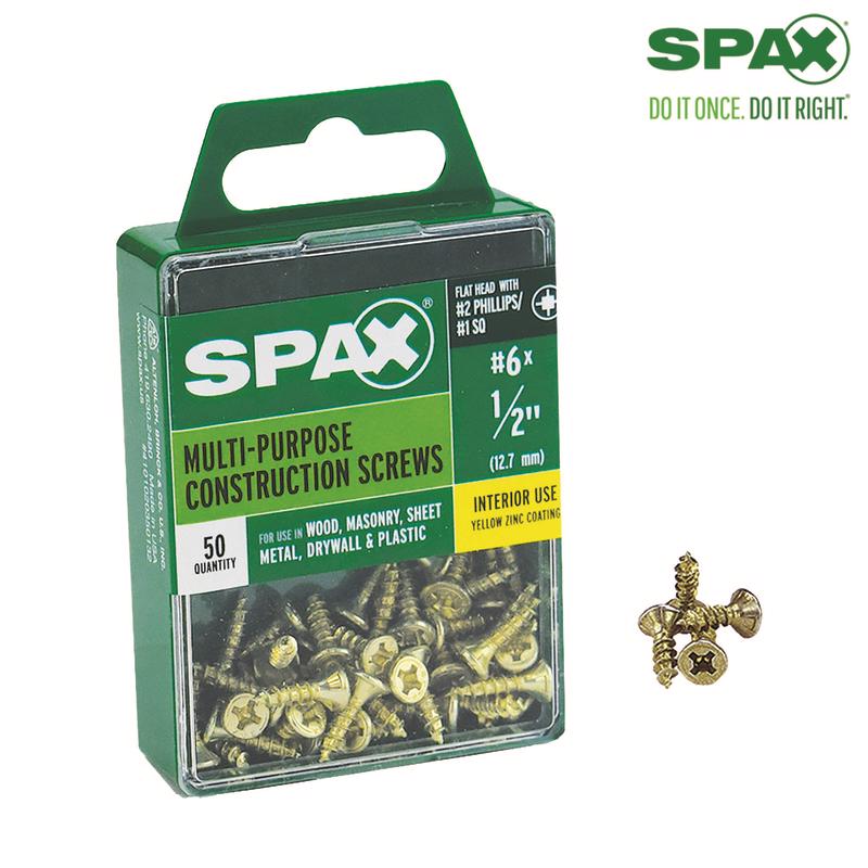 SPAX Multi-Material No. 6 Label X 1/2 in. L Unidrive Flat Head Construction Screws 50 pk