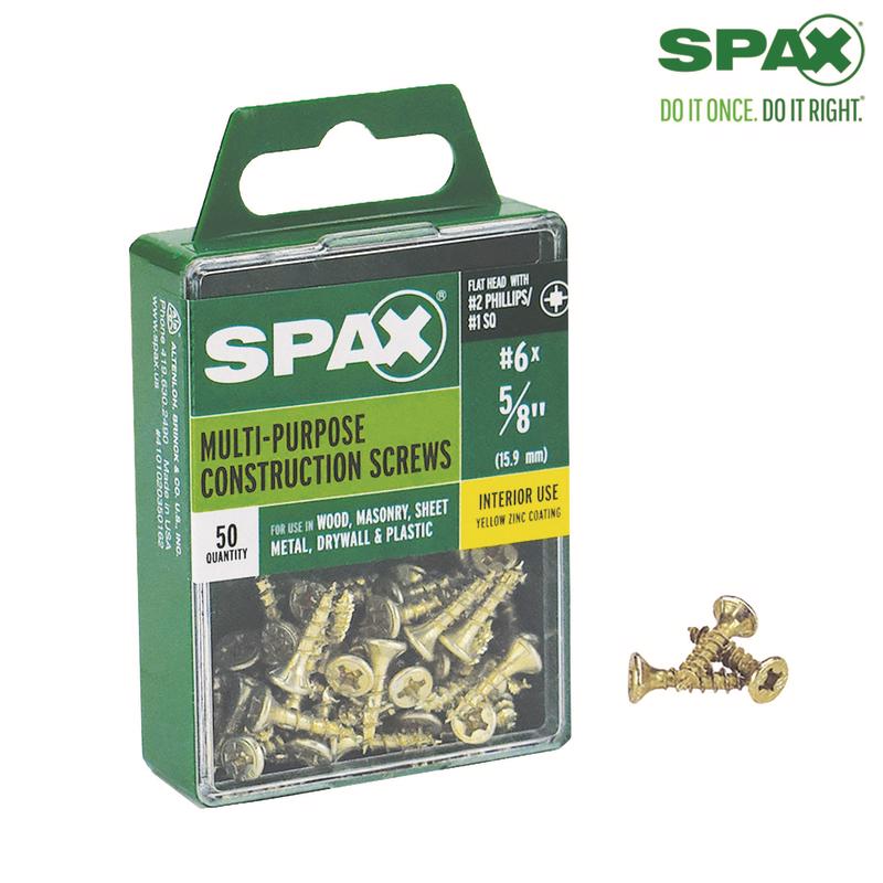 SPAX Multi-Material No. 6 Label X 5/8 in. L Unidrive Flat Head Construction Screws 50 pk