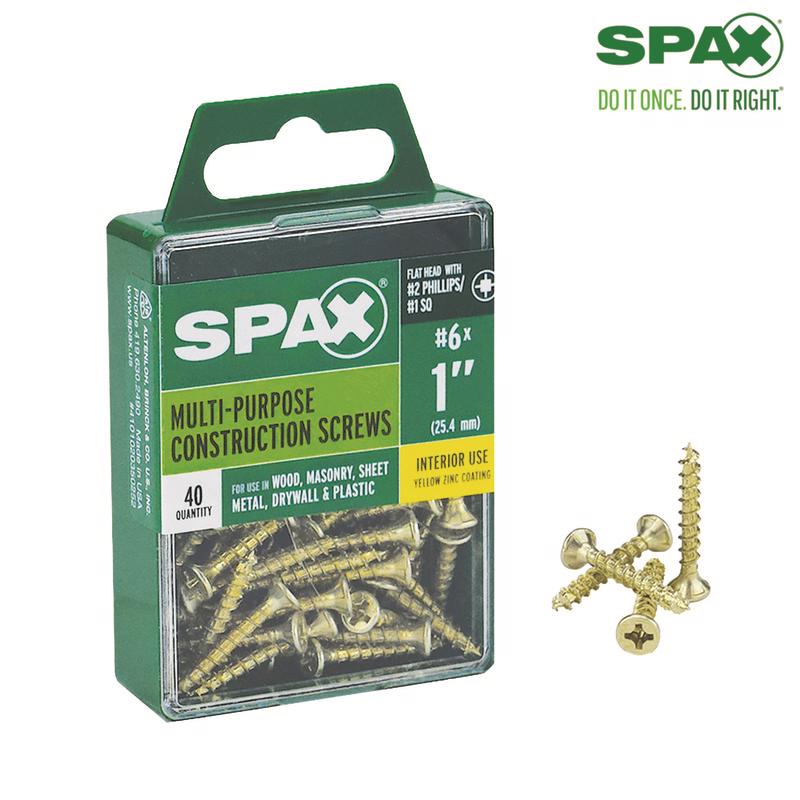 SPAX Multi-Material No. 6 Label X 1 in. L Unidrive Flat Head Construction Screws 40 pk