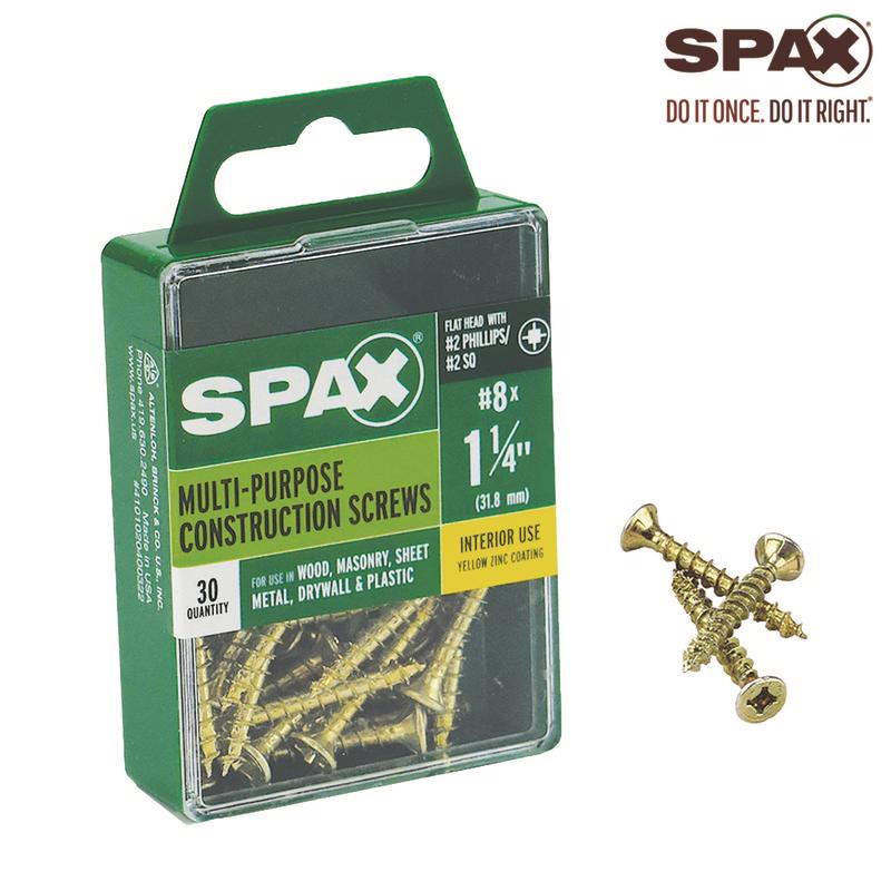 SPAX Multi-Material No. 8 Label X 1-1/4 in. L Unidrive Flat Head Construction Screws 30 pk