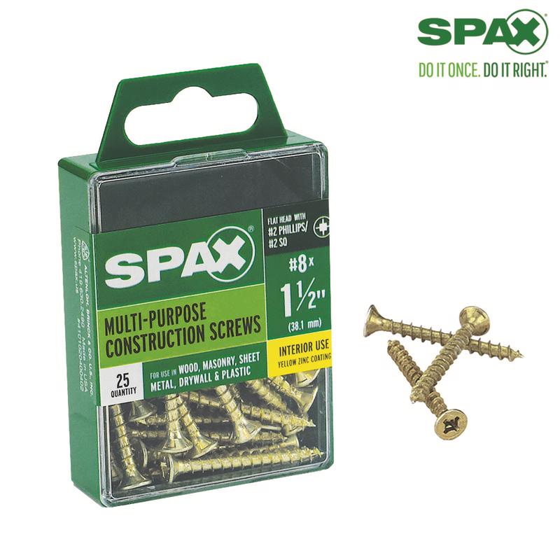 SPAX Multi-Material No. 8 Label X 1-1/2 in. L Unidrive Flat Head Construction Screws 25 pk