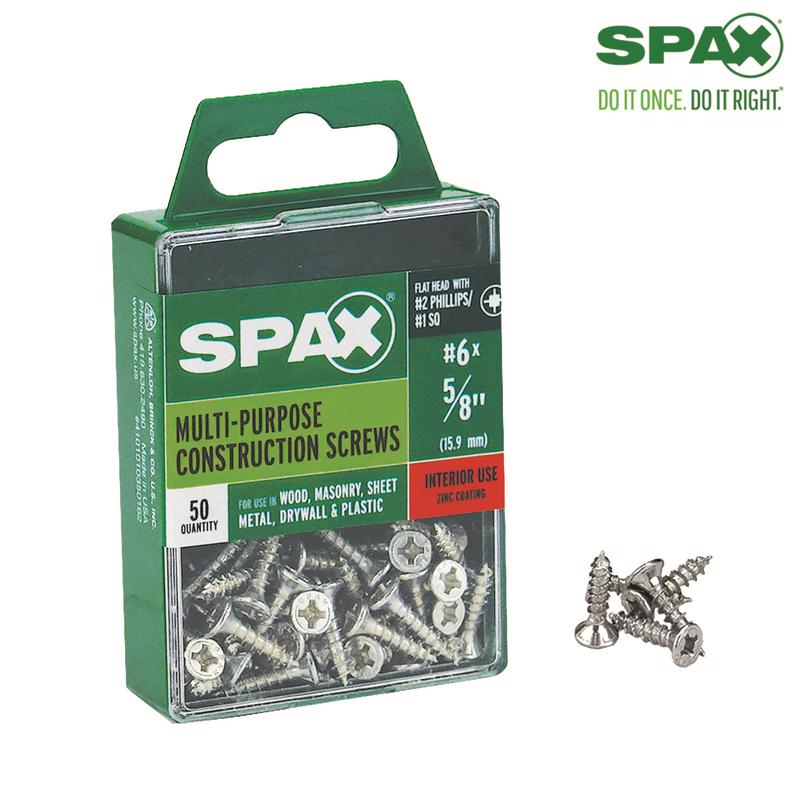 SPAX Multi-Material No. 6 Label X 5/8 in. L Unidrive Flat Head Construction Screws 50 pk