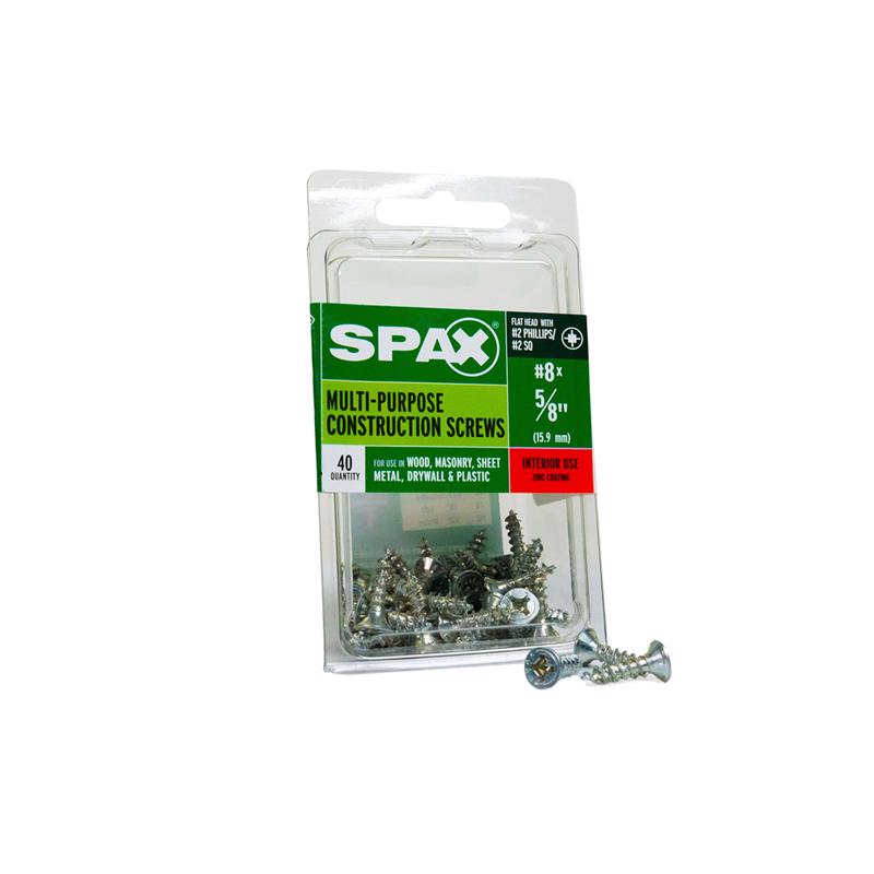 SPAX Multi-Material No. 8 Label X 5/8 in. L Unidrive Flat Head Construction Screws 40 pk