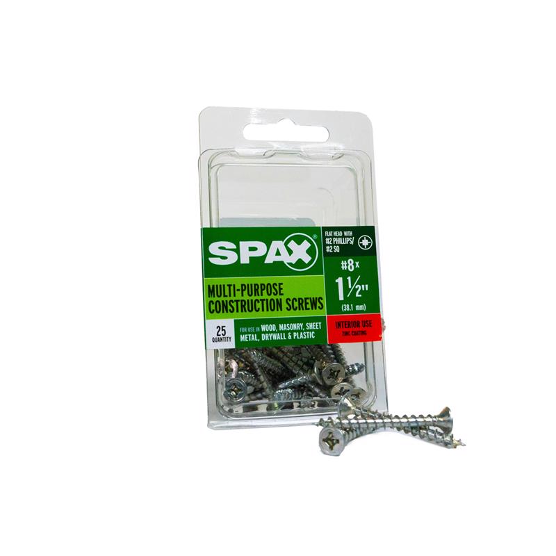 SPAX Multi-Material No. 8 Label X 1-1/2 in. L Unidrive Flat Head Construction Screws 25 pk