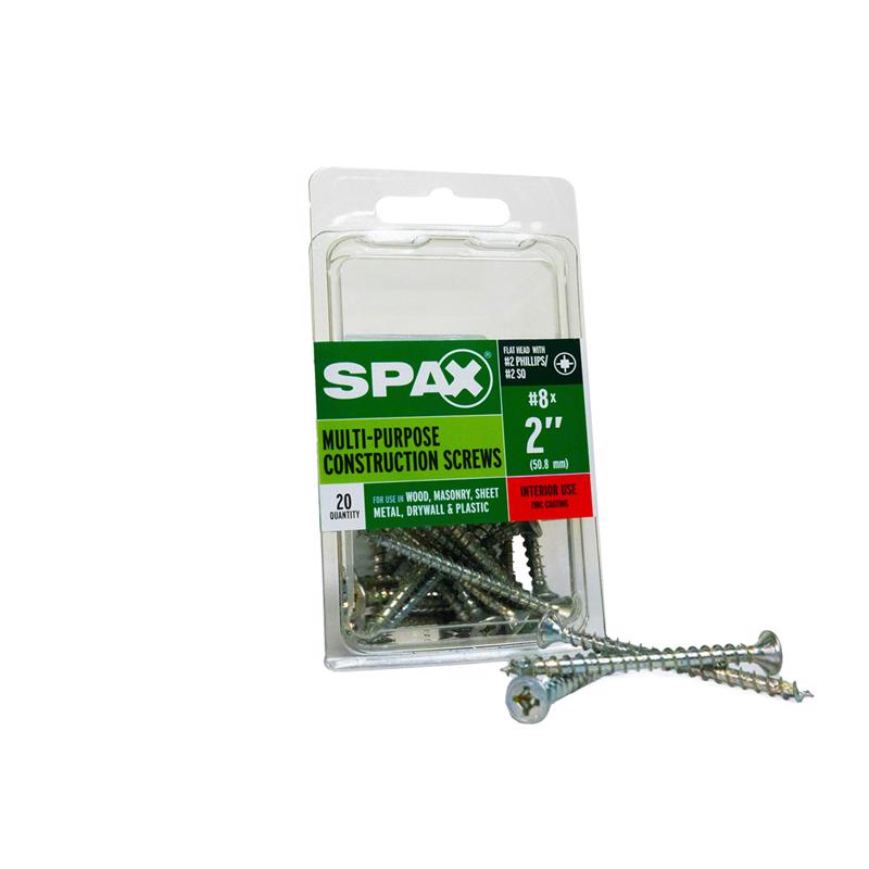 SPAX Multi-Material No. 8 Label X 2 in. L Unidrive Flat Head Construction Screws 20 pk