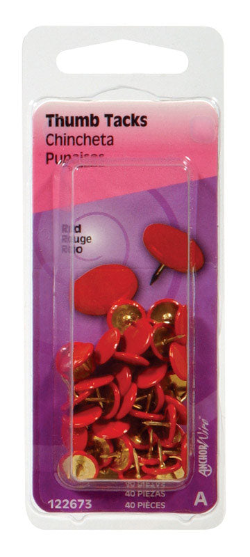 Hillman Red Push Pins 40 pk