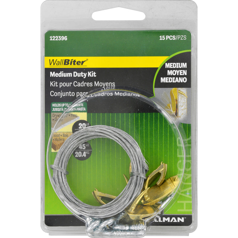 Hillman WallBiter Brass-Plated Medium Duty Picture Hook Kit 45 lb 1 pk