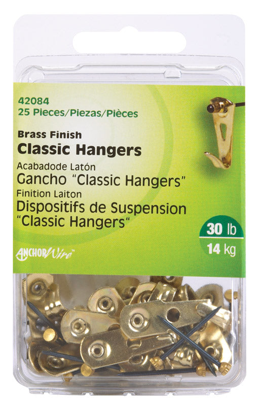 Hillman AnchorWire Brass-Plated Classic Picture Hanger 30 lb 25 pk