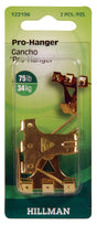 Hillman AnchorWire Brass-Plated Gold Professional Picture Hanger 75 lb 2 pk