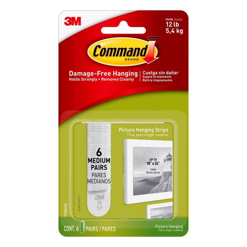 3M Command White Medium Picture Hanging Strips 5 lb 1 pk