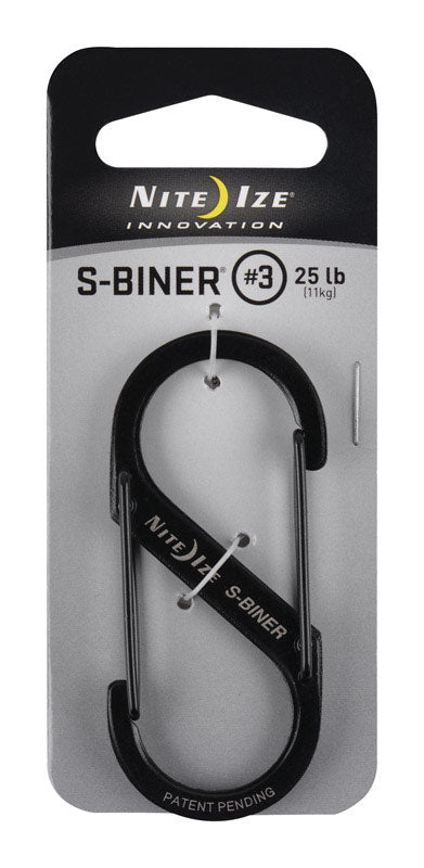 Nite Ize S-Biner 1.8 in. D Stainless Steel Black Carabiner Key Holder