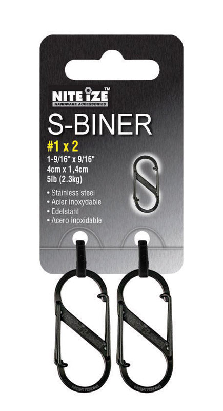 Nite Ize S-Biner 1.8 in. D Stainless Steel Black Carabiner Key Holder