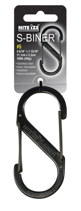 Nite Ize S-Biner 1.8 in. D Stainless Steel Black Carabiner Key Holder
