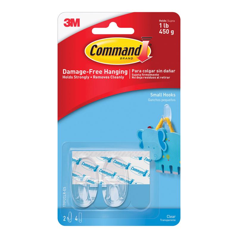 3M Command Small Plastic Hook 2.375 in. L 1 pk