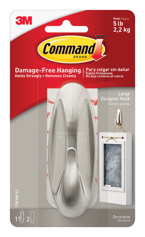 3M Command Large Metal Designer Hooks 4.125 in. L 1 pk