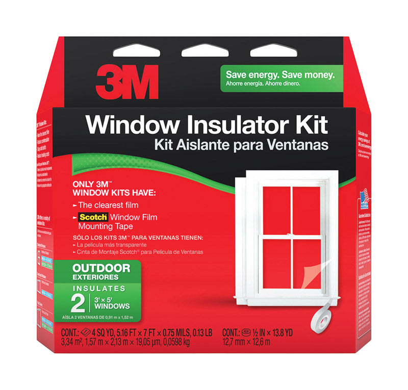 3M Clear Outdoor Window Film Insulator Kit 62 in. W X 84 in. L