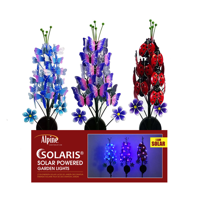 Alpine Solalris Assorted Iron 33 in. H Insect Hydrangea Solar Garden Stake