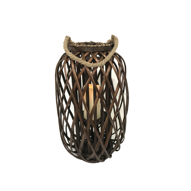Infinity 20 in. Wood Willow Brown Hanging Lantern