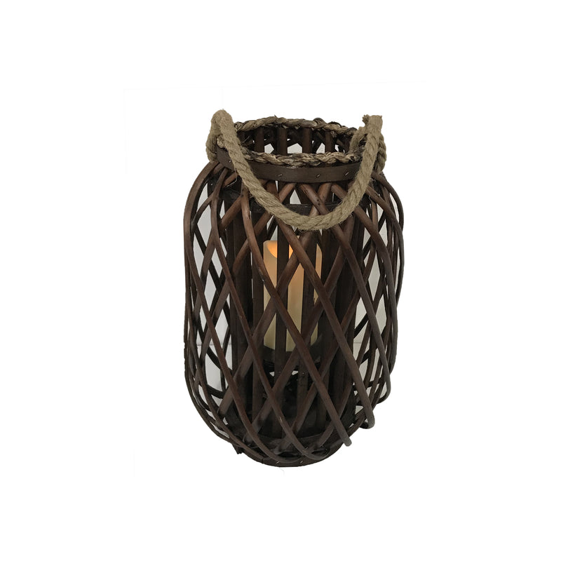 Infinity 16 in. Wood Willow Brown Hanging Lantern