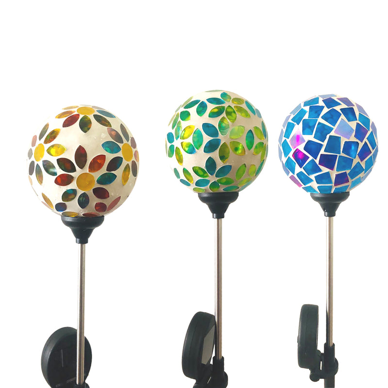 Luminous Garden Assorted Glass 22 in. H Mosaic Solar Garden Stake