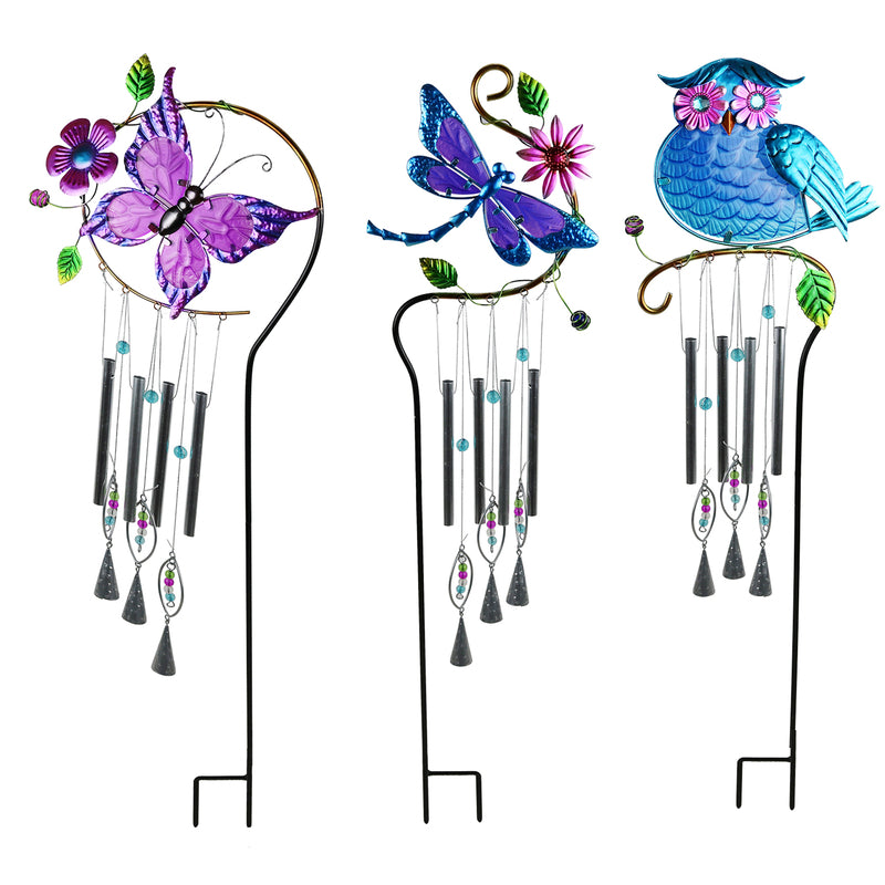 Meadow Creek Assorted Glass/Metal 28 in. H Windchime Outdoor Garden Stake