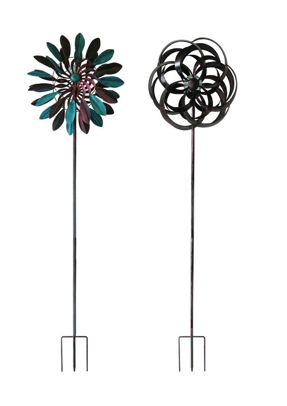 Infinity Assorted Iron 72 in. H Kinetic Garden Spinner with Solar Light