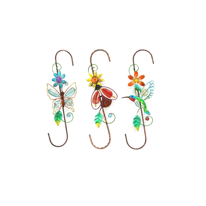 Meadow Creek Assorted Glass/Iron 15.35 in. H Decorative Garden Hooks Outdoor Decoration