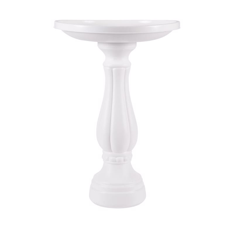 Bloem White Plastic 25 in. Bird Bath with Stand