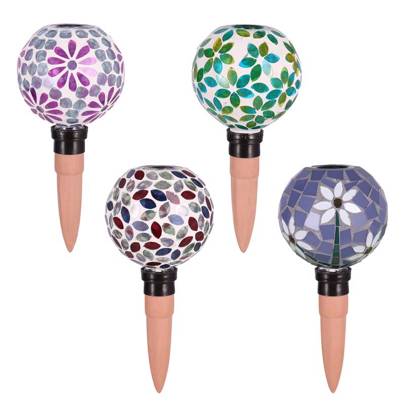 Meadowcreek Assorted Glass/Iron 9 in. H Mosaic Plant Self-Watering Globe