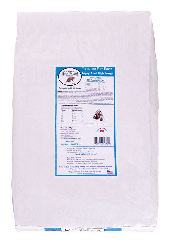 Beaverdam Hi-Energy All Ages Pork and Chicken Dry Dog Food 20 lb