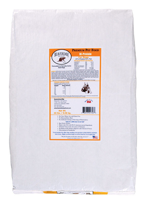 Beaverdam Hi-Protein Adult Pork and Chicken Dry Dog Food 20 lb