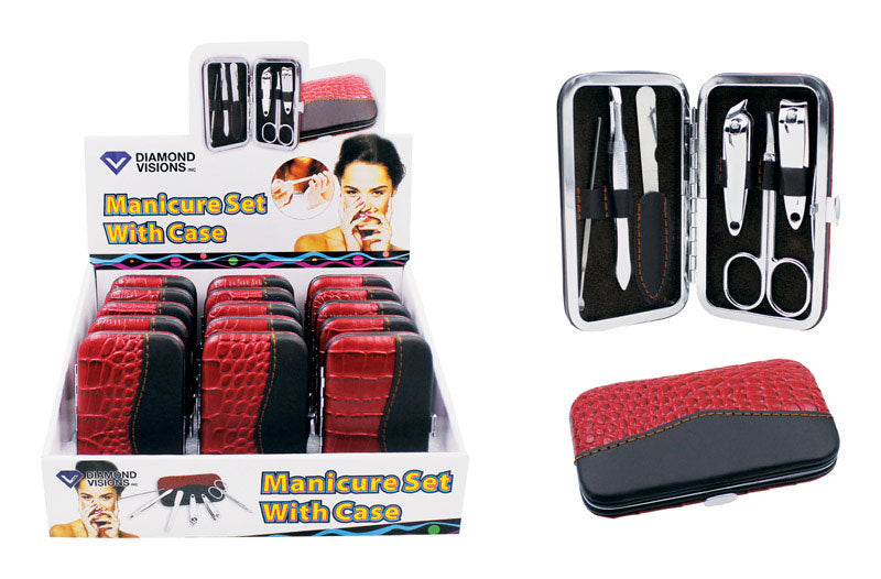Diamond Visions Manicure Set In Case Faux Leather/Stainless Steel 6 pc