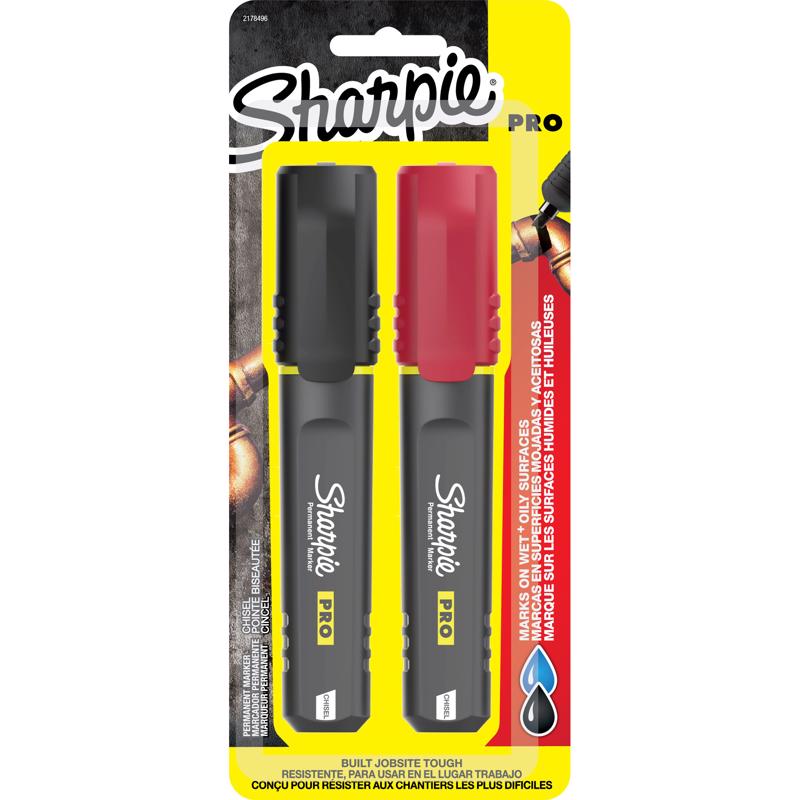 Sharpie PRO Black/Red Chisel Tip Permanent Marker 2 pk
