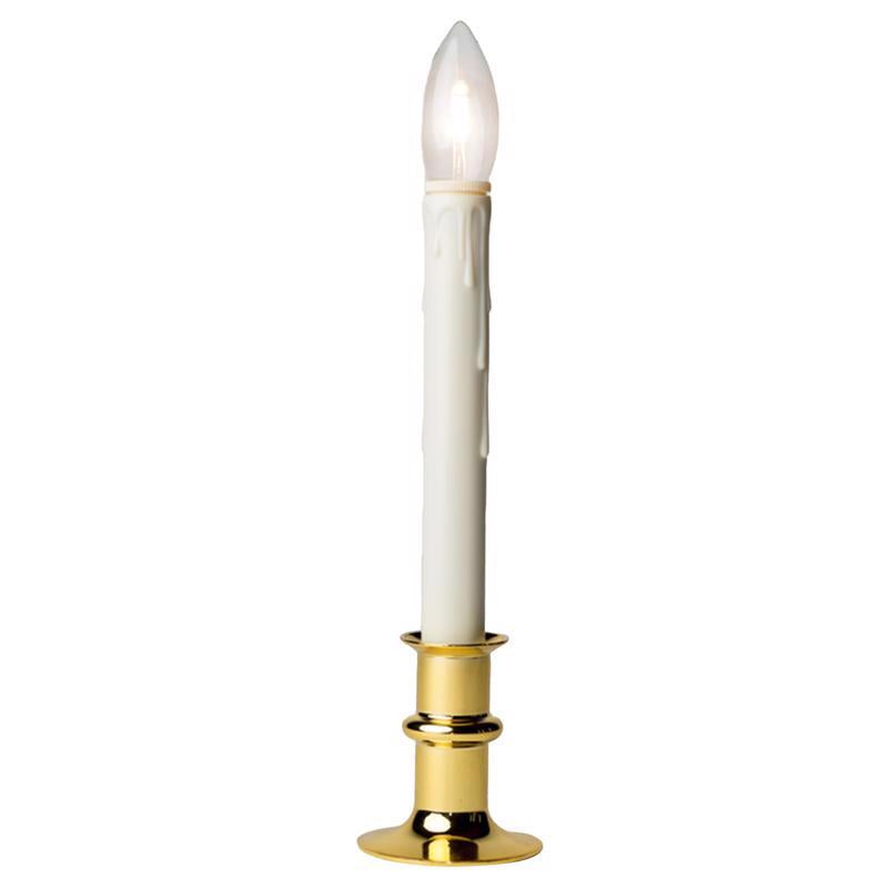 Celestial Lights Brass/White Taper Window Candle
