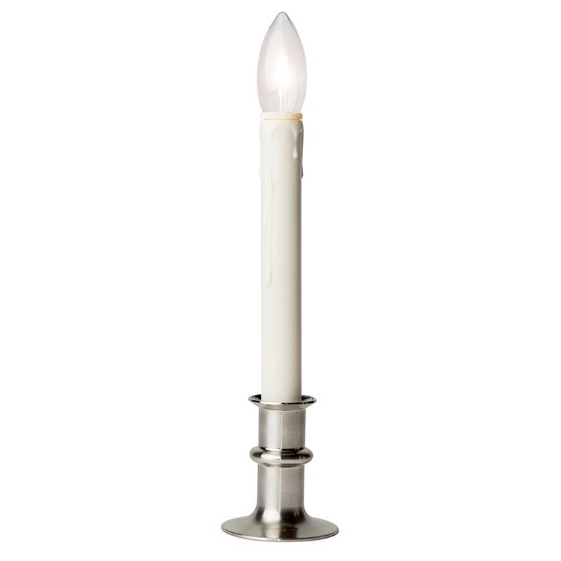 Celestial Lights Bushed Nickel no scent Scent LED Battery Operated Taper Window Candle