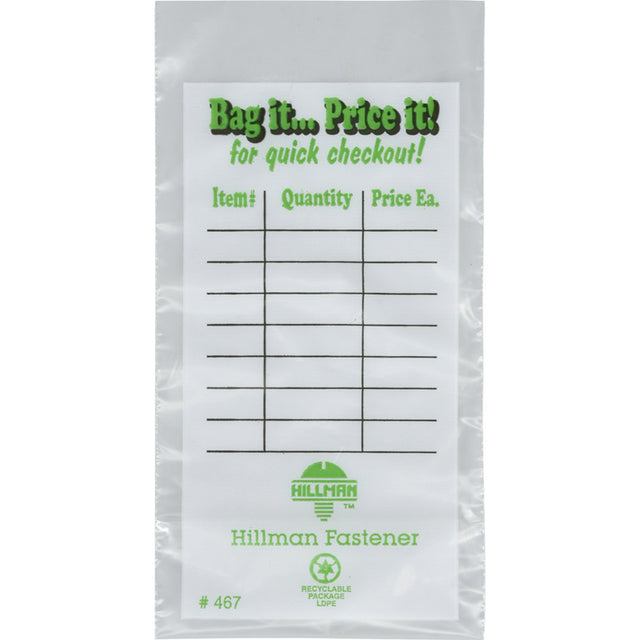 Hillman Plastic Clear Fastener Bag 100 pk 4 in. H X 4 in. W X 8 in. L