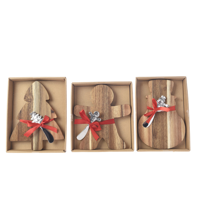 KitchenGoods Gingerbread Man/Snowman/Tree Acacia Cheese Boards