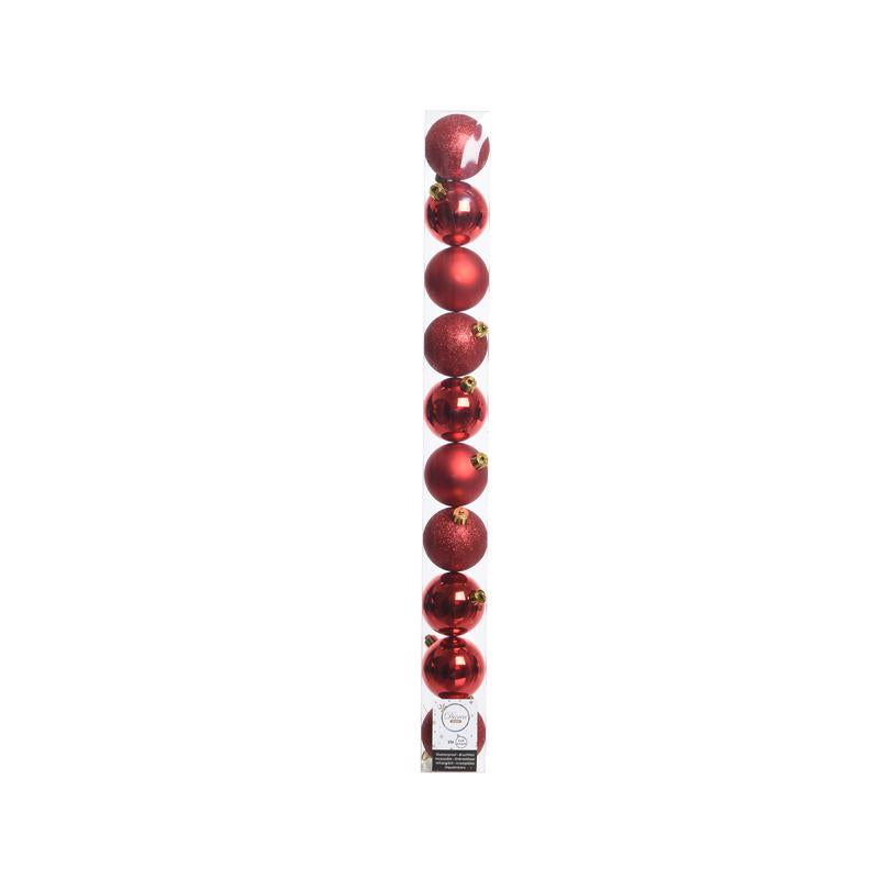 Decoris Red Shatterproof Baubles Ornaments 2 in.