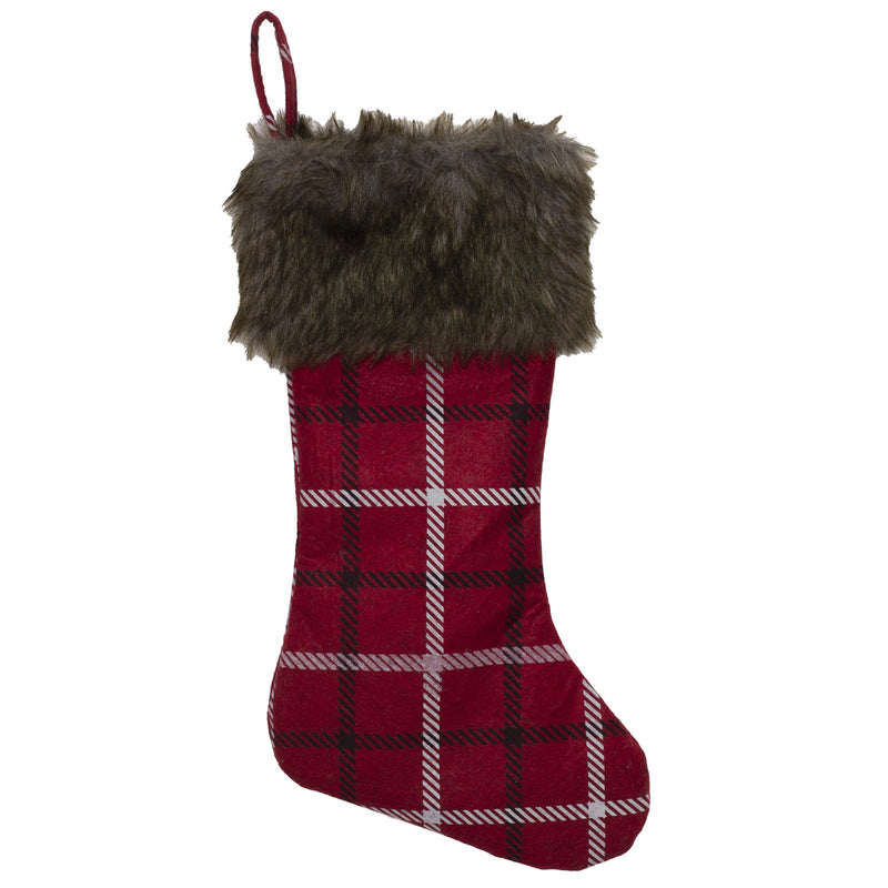 Dyno Red Plaid Christmas Stocking 20 in.