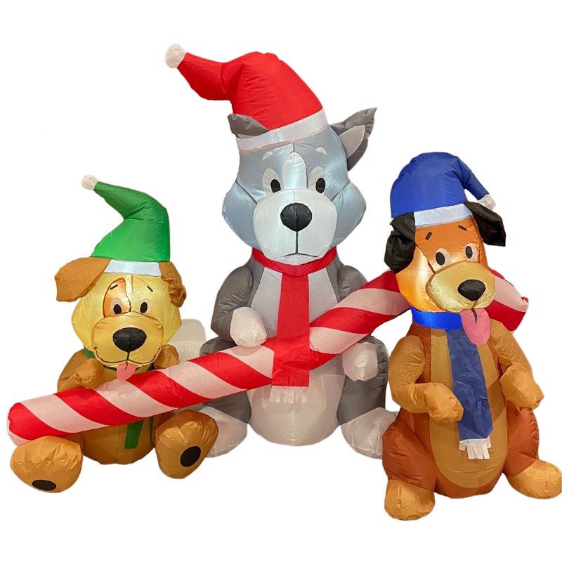 Celebrations 3 Dogs w/ Candy Cane 5.5 ft. Inflatable