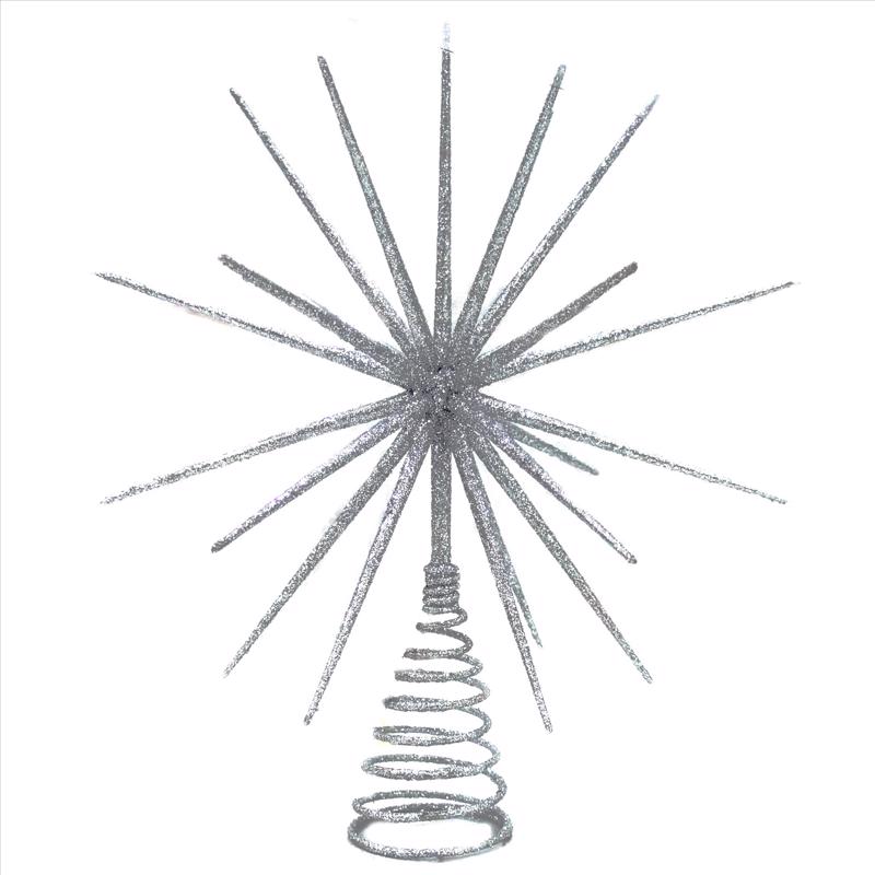 Celebrations Home Silver Burst Tree Topper 14 in.